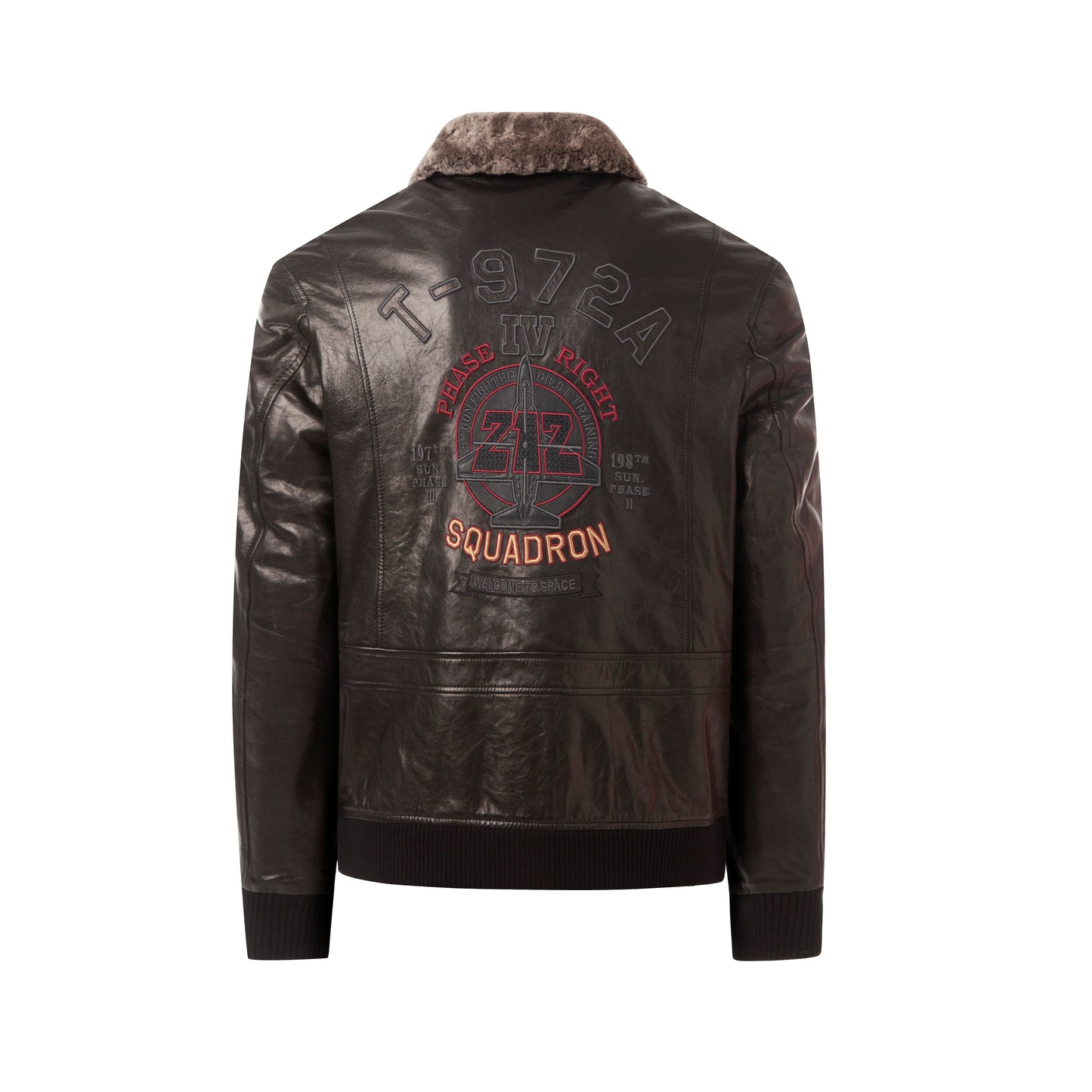 Black Fur Collar Bomber Motorcycle Jacket