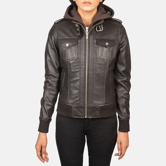 Buy Best Price  Zenna Black Leather Bomber Jacket