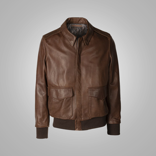 Brown Men Lambskin A-2 Flight Leather Jacket – rfxleather.com