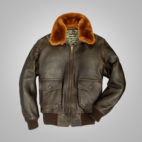 Buy Best Fashion Brown Men Lambskin G-1 Flight Leather Jacket