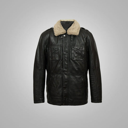 Buy Best price Mens Black Sheep Nappa Leather Coat