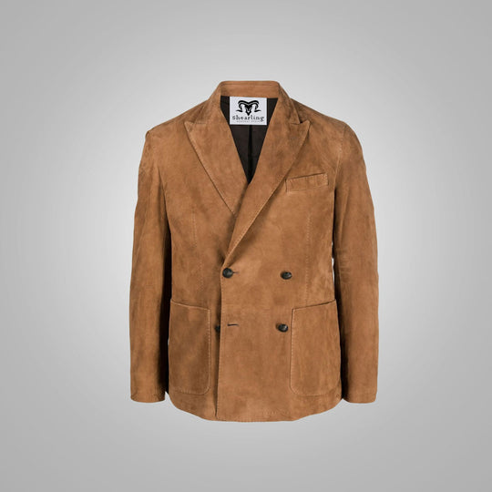 Men's Chic Double Breasted Suede Blazer