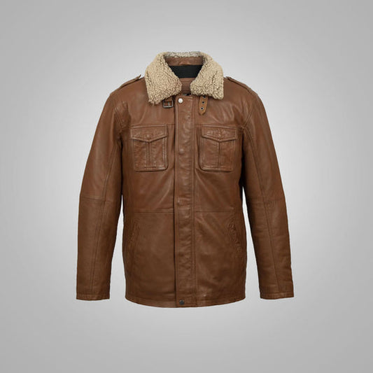 Buy Best  Mens Natural Brown Leather Blazer Jacket