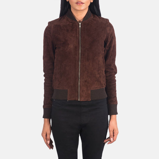 Buy Best Fashion Bliss Brown Suede Bomber Jacket