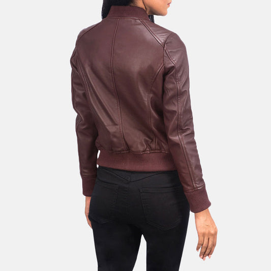 Buy Best Fashion Bliss Maroon Leather Bomber Jacket