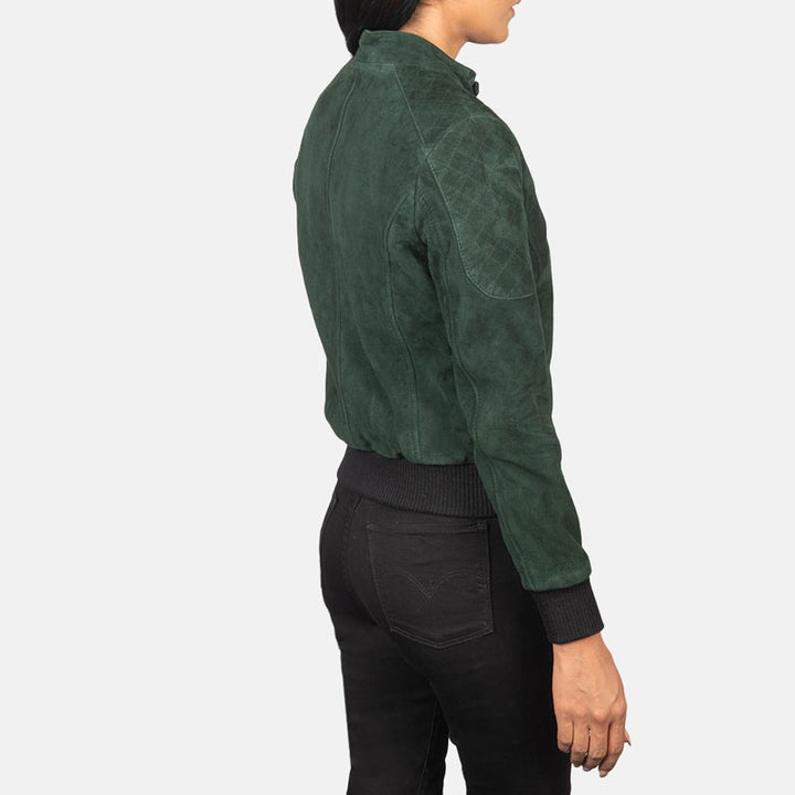 Buy Best Fashion Zenna Green Suede Bomber Jacket
