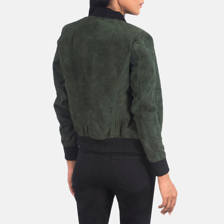 Buy Best Fashion Bliss Green Suede Bomber Jacket