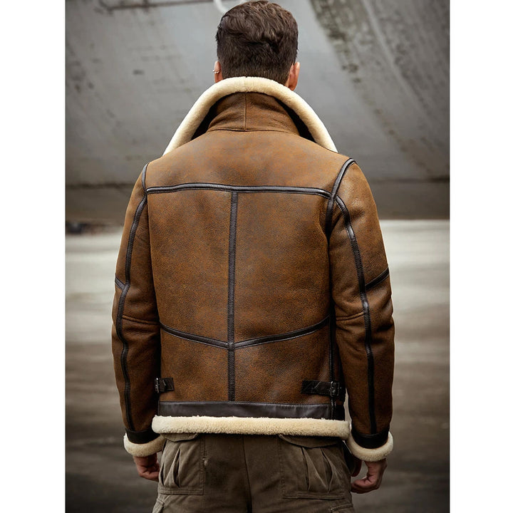 Men 2022 B6 RAF Flight Shearling Sheepskin Leather Jacket