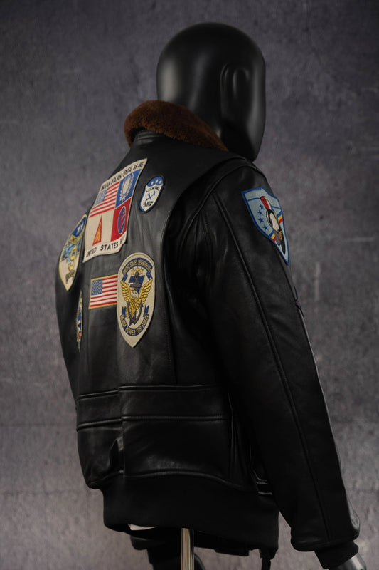 Men's Classic Top Gun Inspired Navy G-1 Leather Flight Jacket