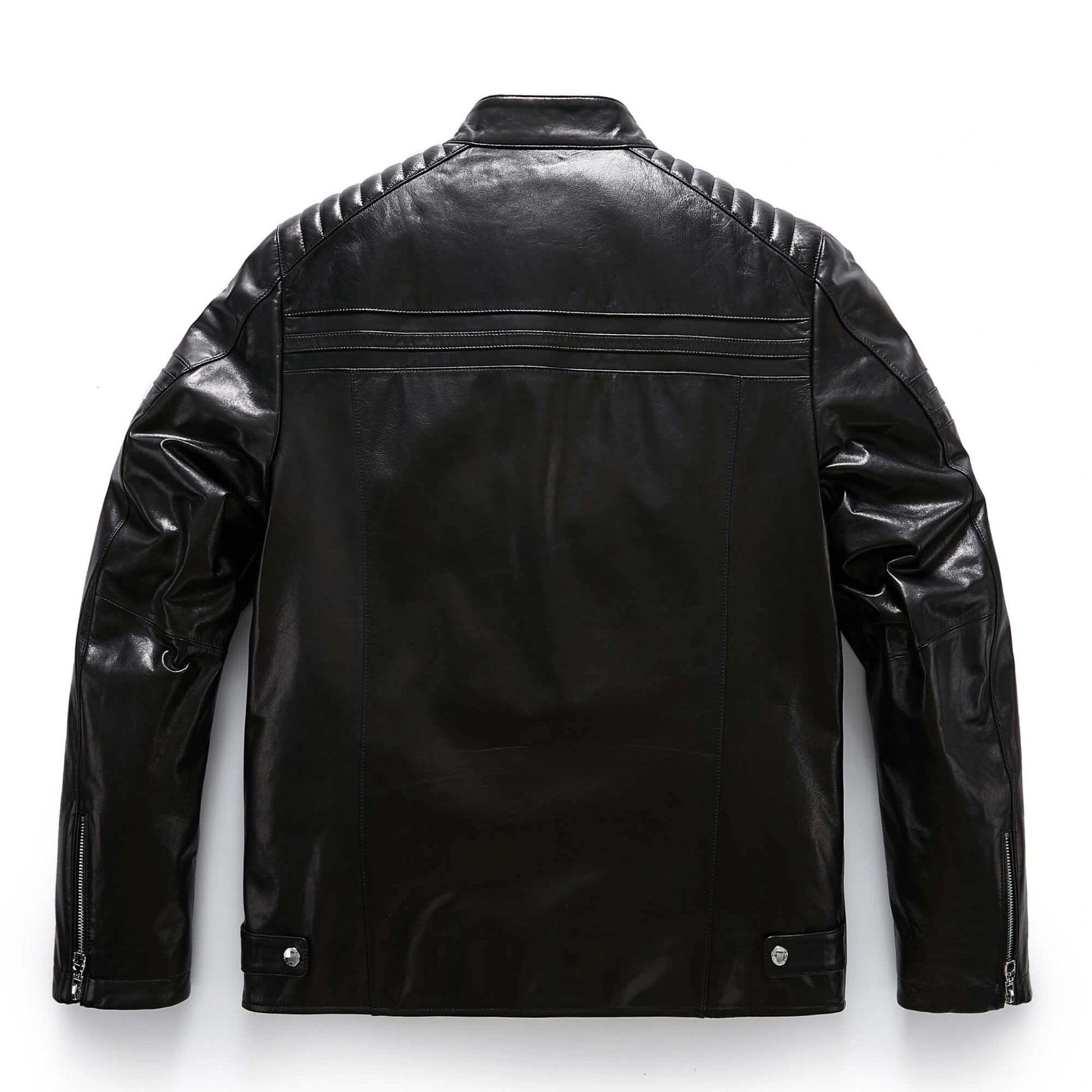 Black Leather Motorcycle Jacket For Men