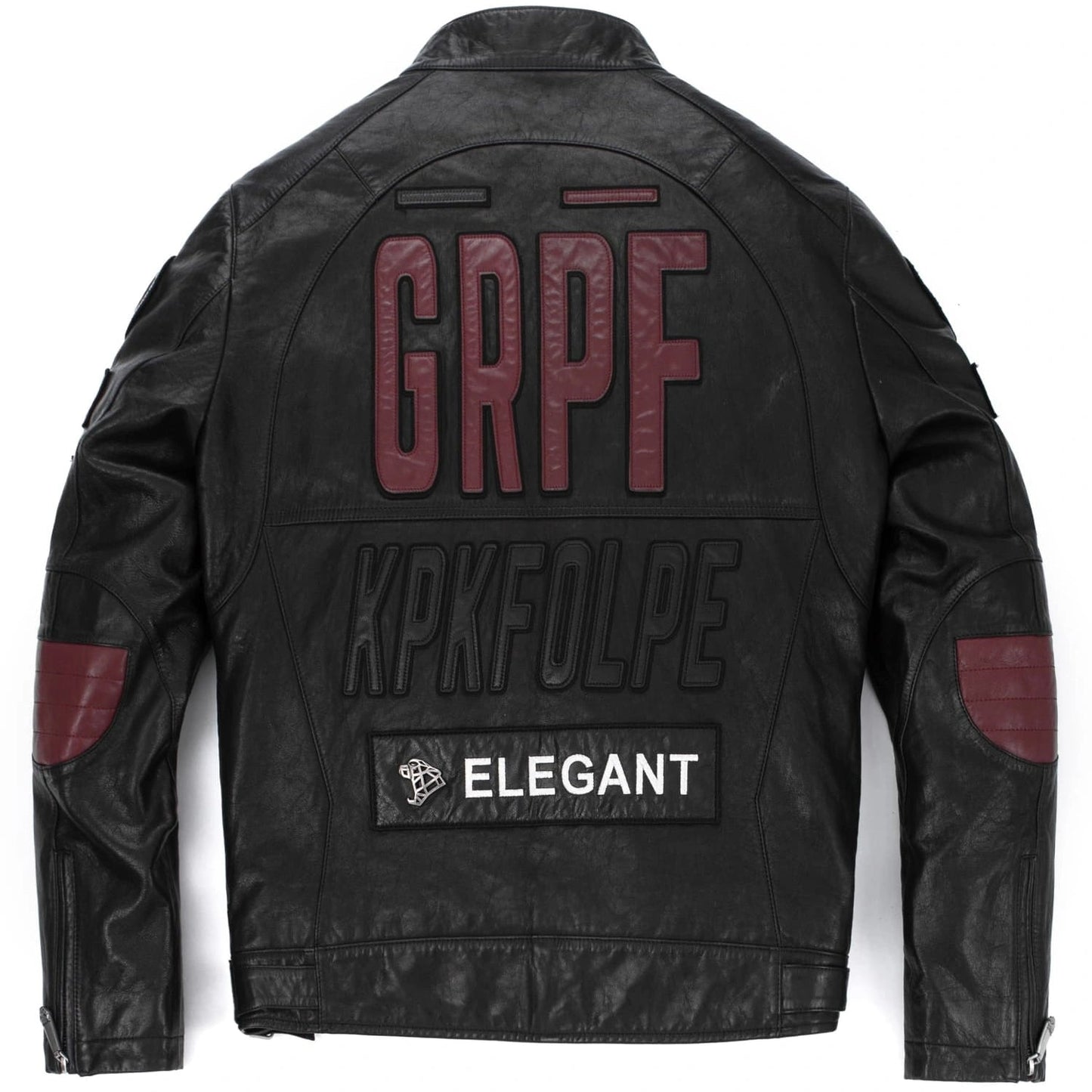 Buy Best Black Full Patched Genuine Leather Racer Jacket