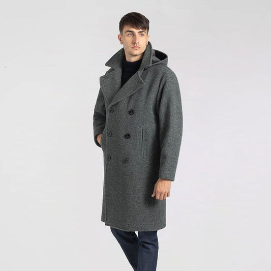 Buy Best  Men's Grey Long Fleece Peacoat
