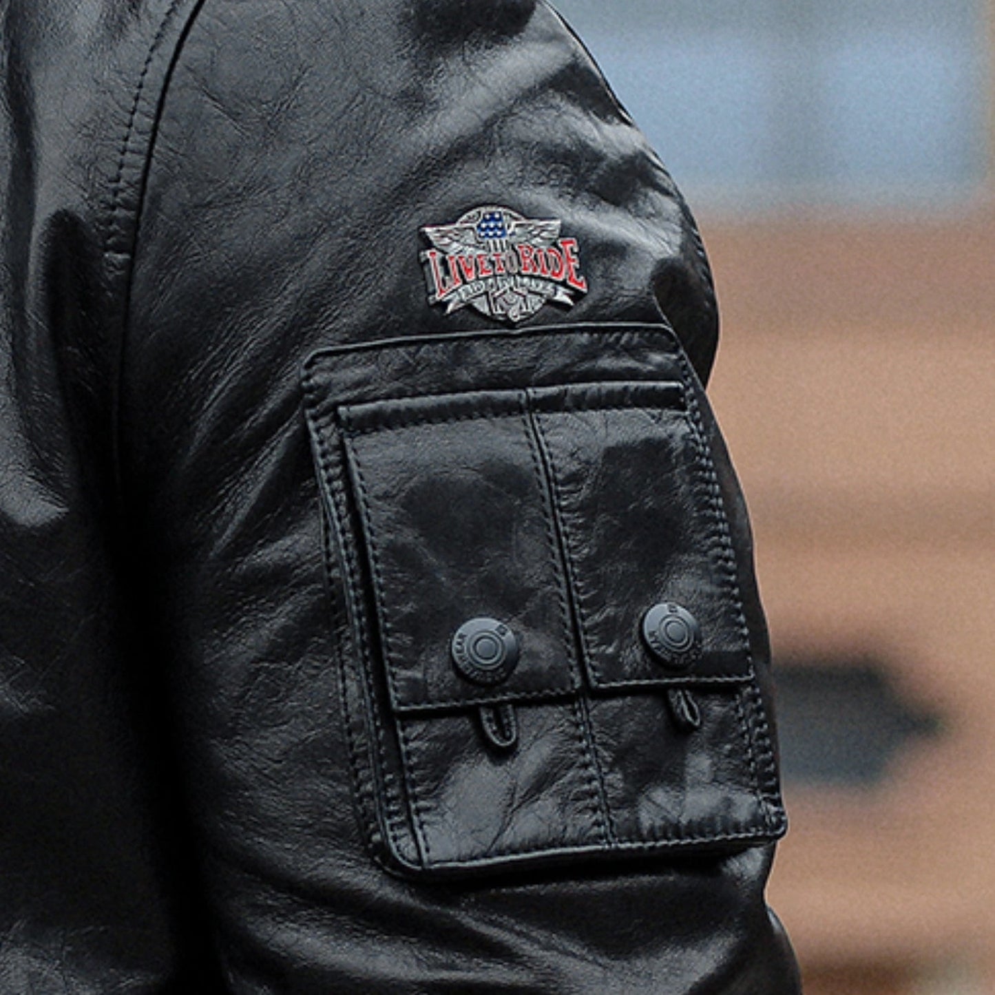 Black Patch Goatskin Bomber Jacket