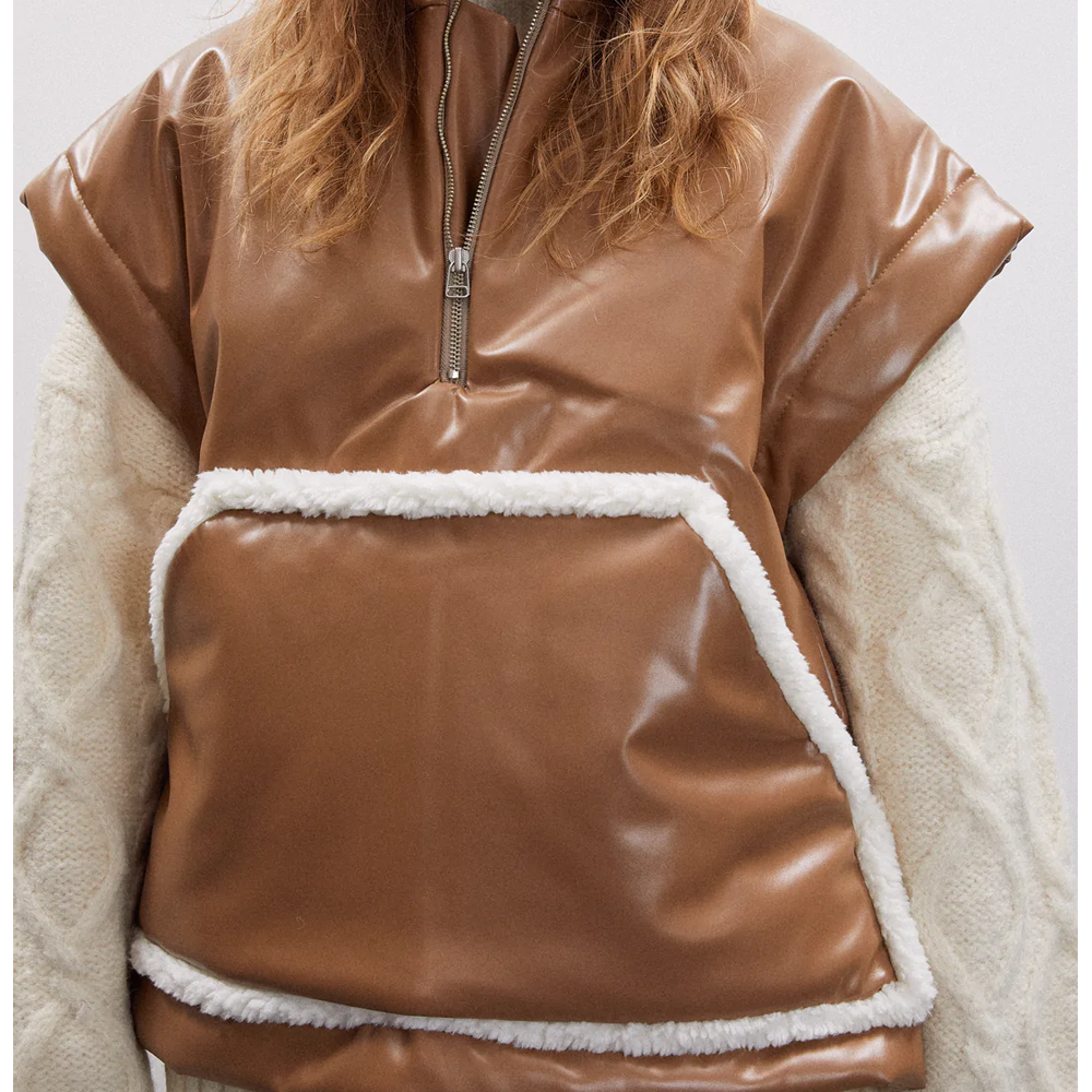 Buy Best Classic Looking Fashion New Brown Women Sheepskin B3 Aviator Leather Vest
