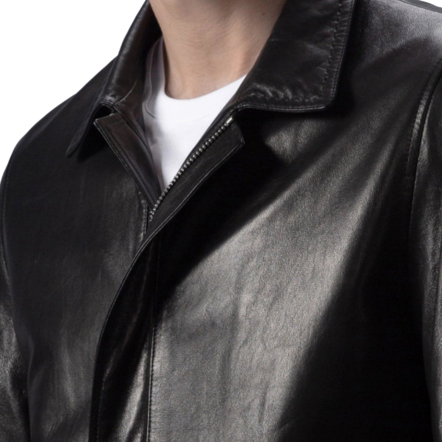 Black Zipped Quilted Leather Bomber Jacket