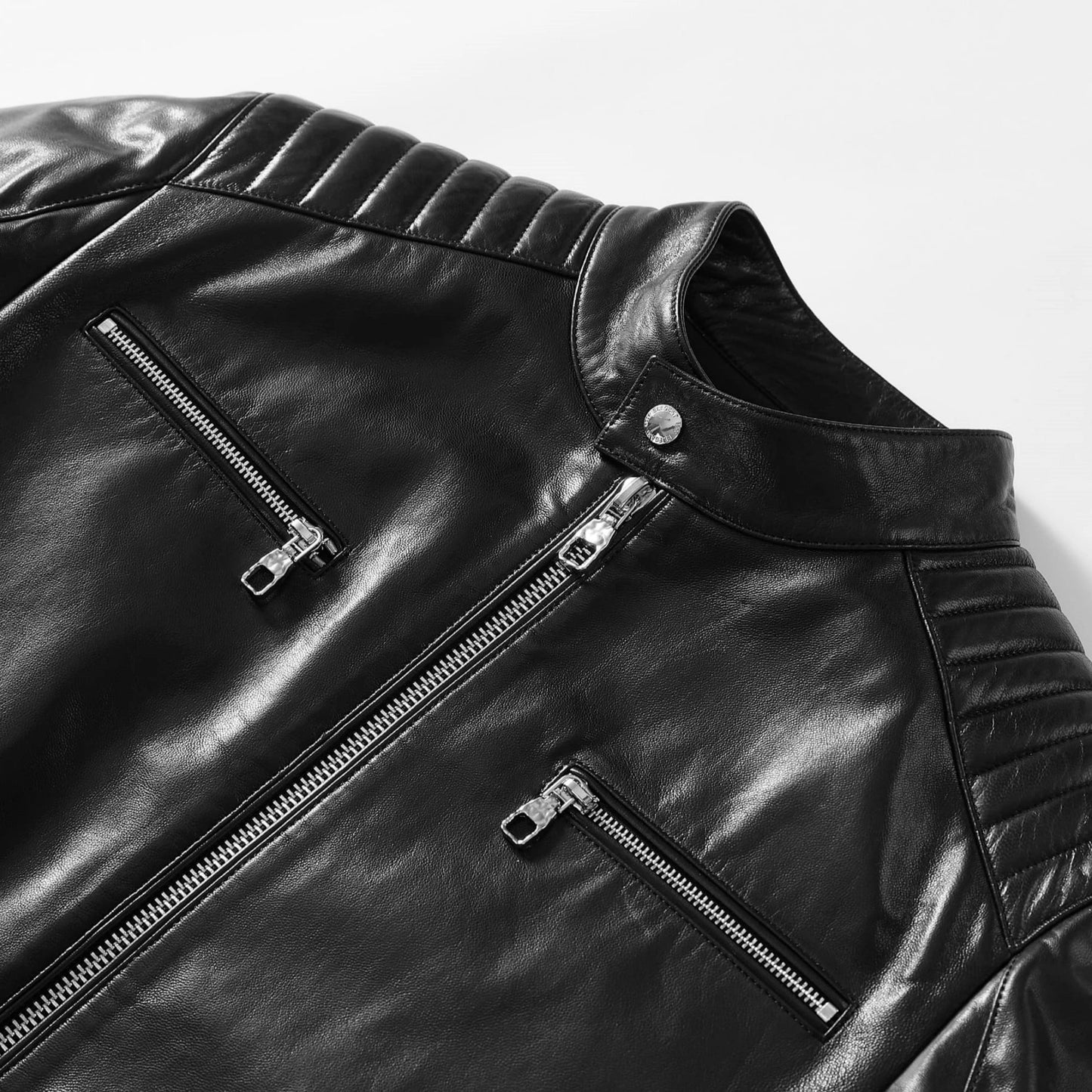 Black Leather Motorcycle Jacket For Men