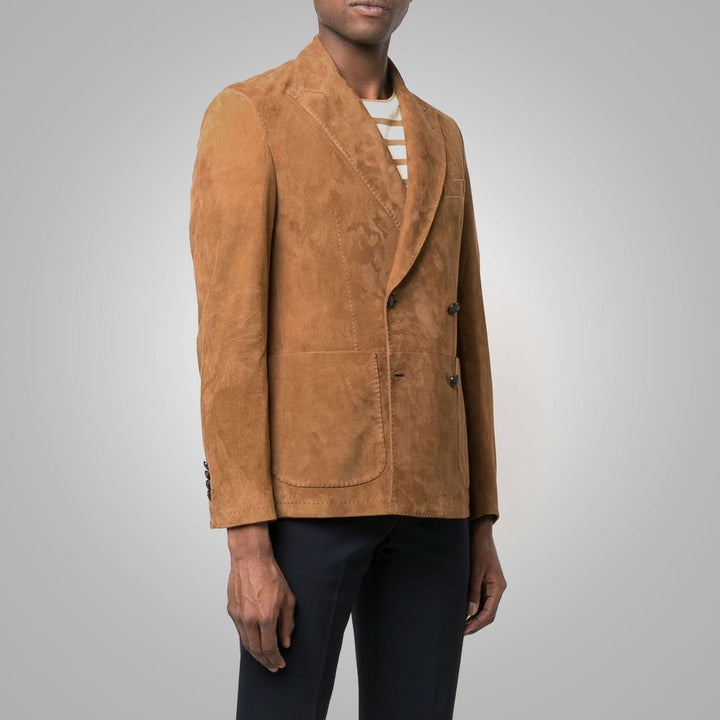 Men's Chic Double Breasted Suede Blazer