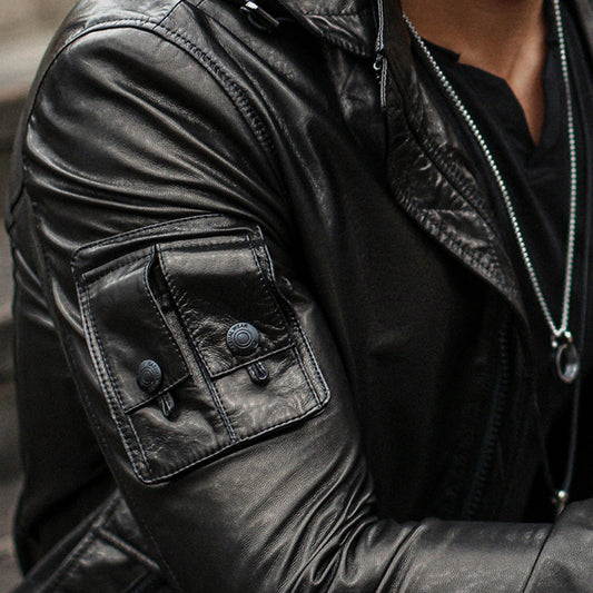 Buy Best Black Hooded Genuine Leather Bomber Jacket
