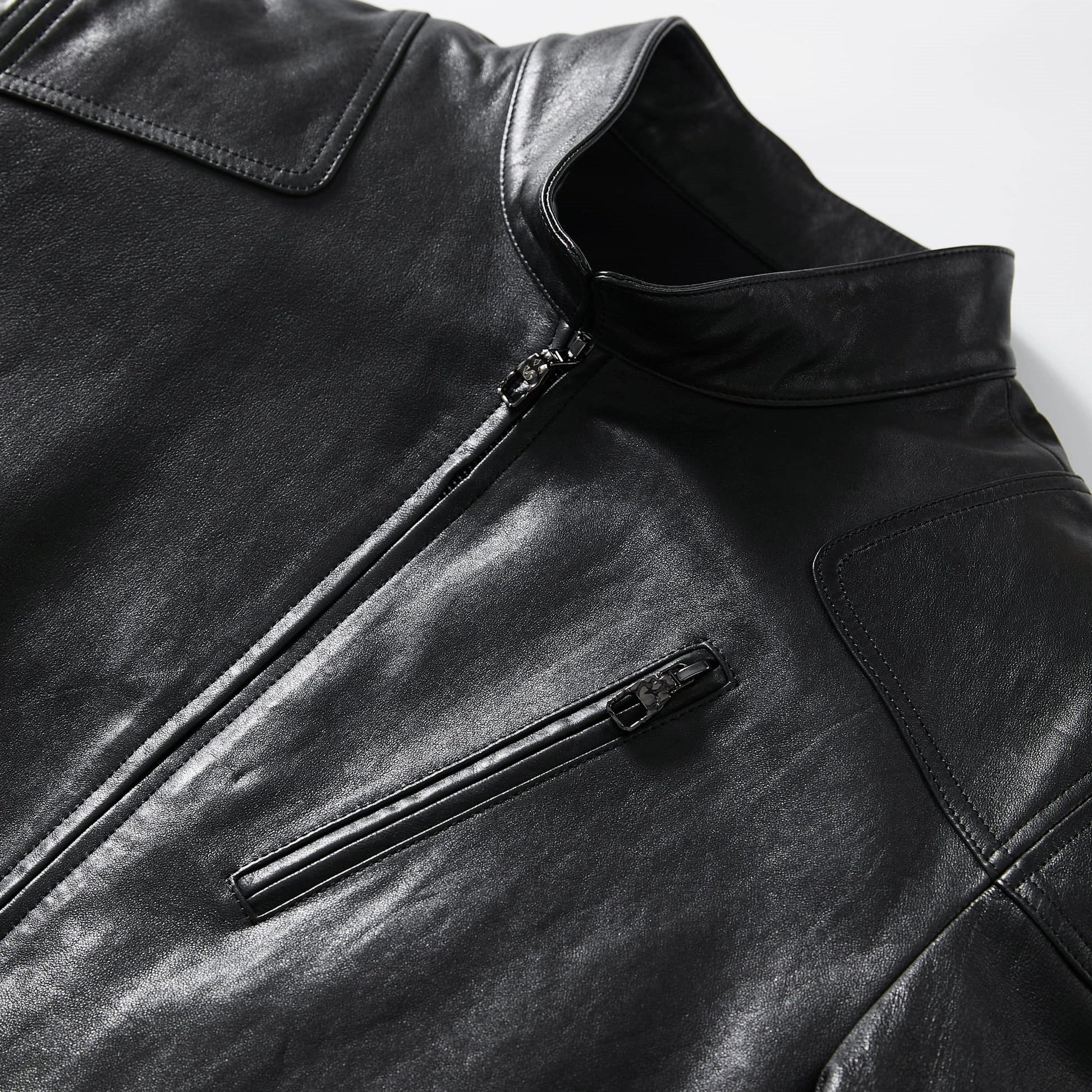 Matte Black Goatskin Bomber Leather Jacket