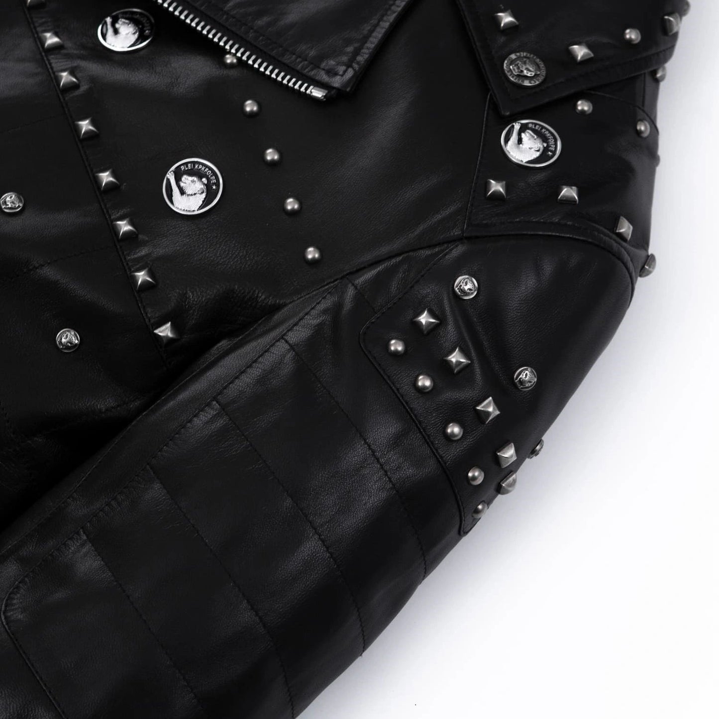 Black Rivet Punk Genuine Leather Moto Biker Jacket