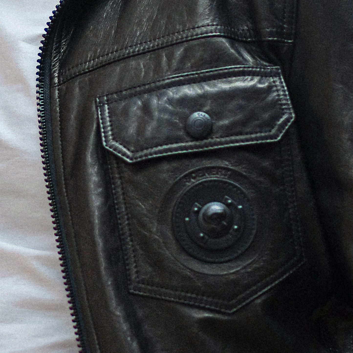Black Casual Goatskin Leather Bomber Jacket