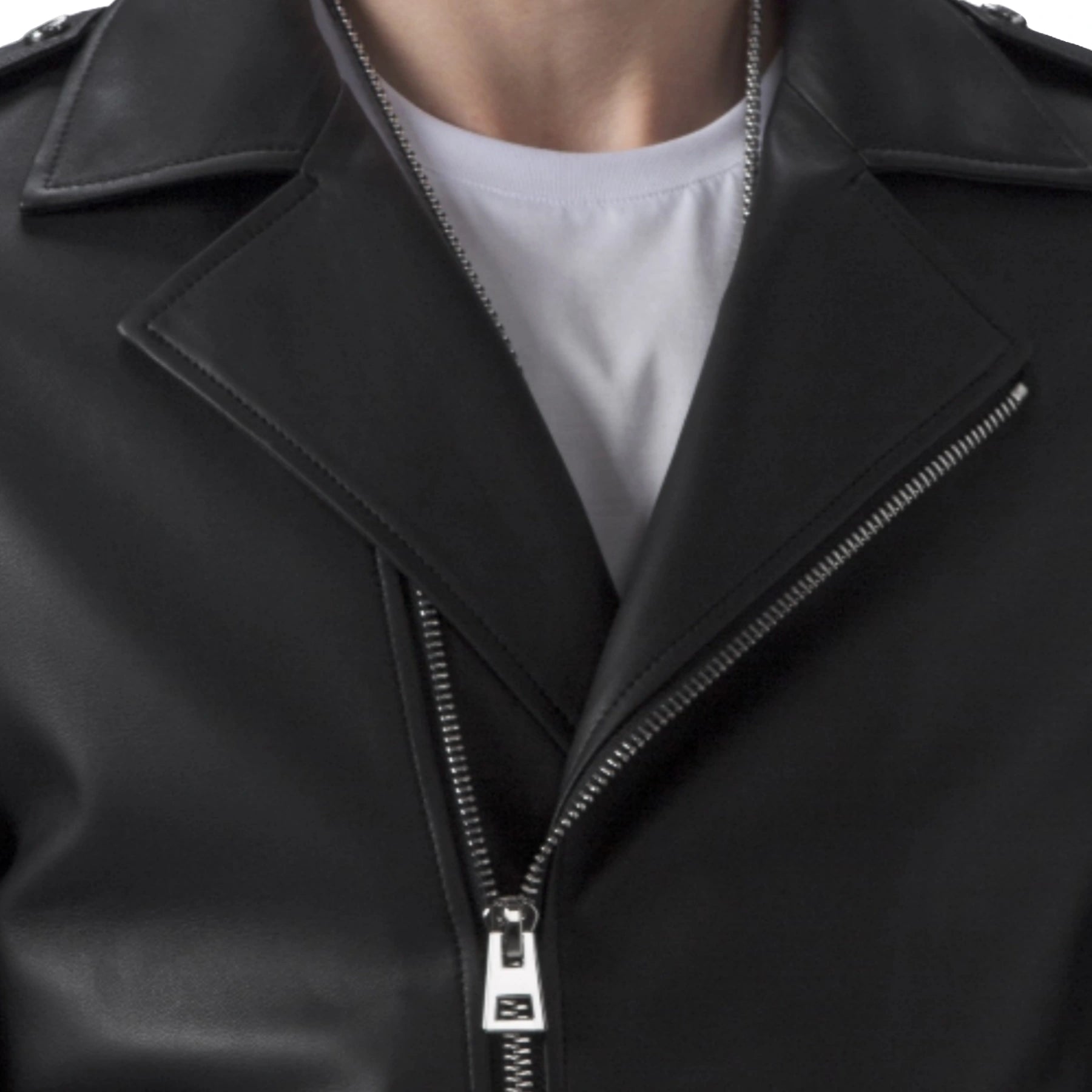 Black Asymmetric Genuine Leather Motorcycle Jacket