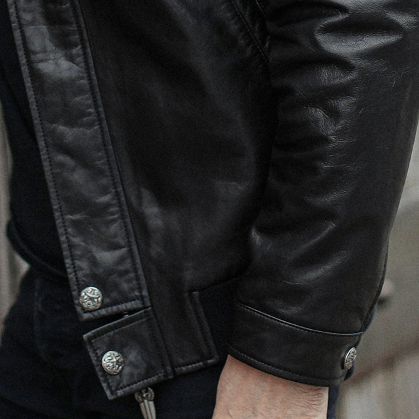 Black Classic Goatskin Leather Bomber Jacket