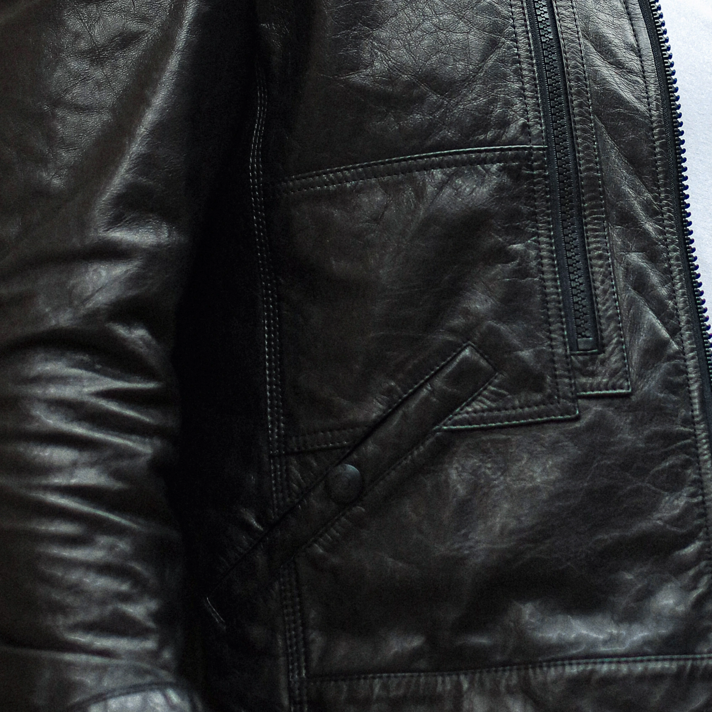 Black Casual Goatskin Bomber Jacket