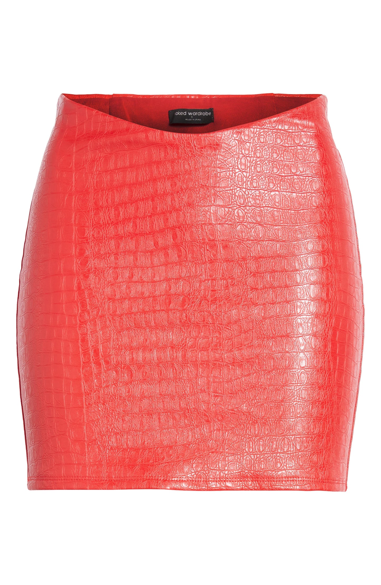 The Croc Embossed Faux Leather Miniskirt