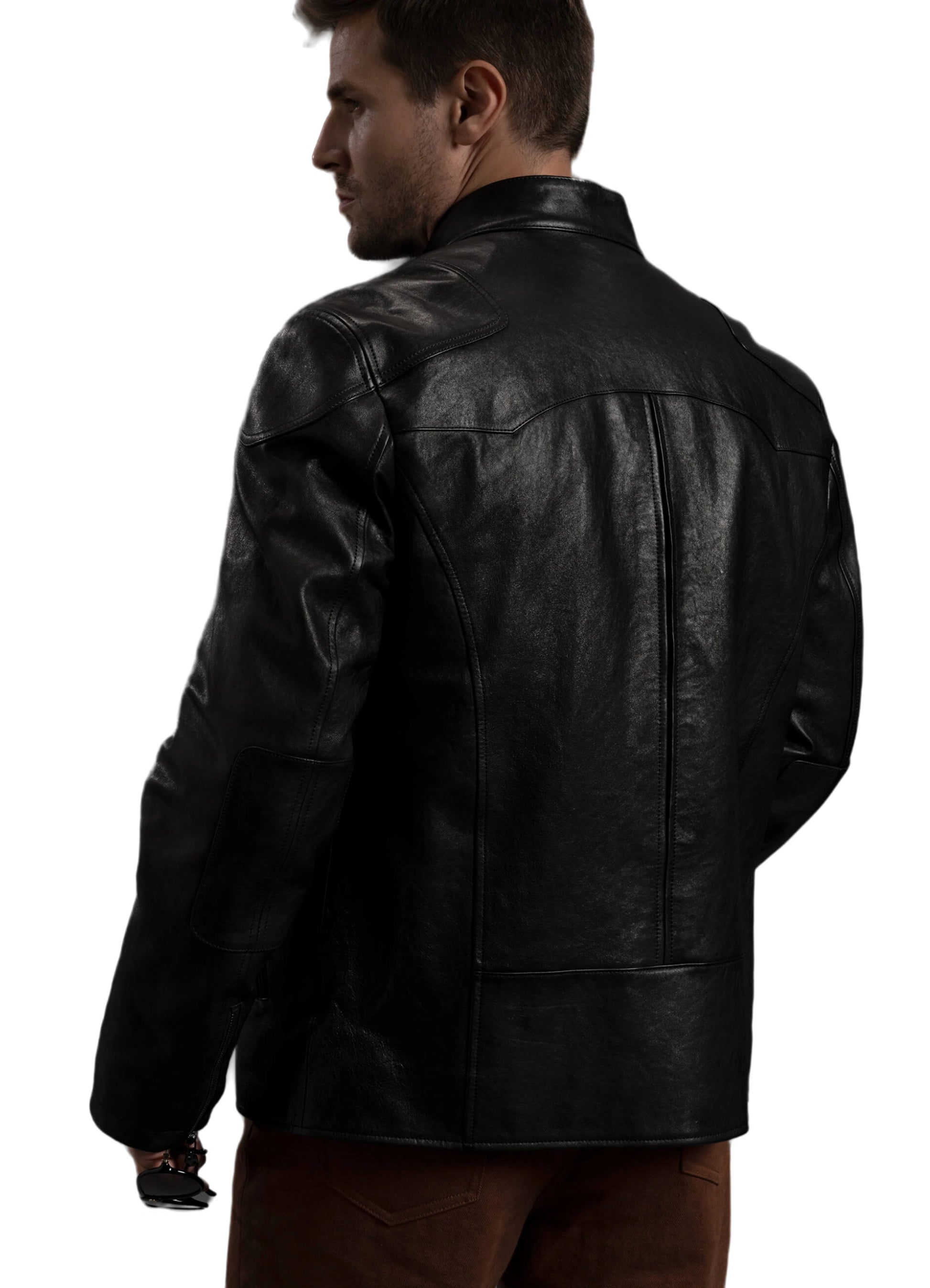 Matte Black Goatskin Bomber Leather Jacket