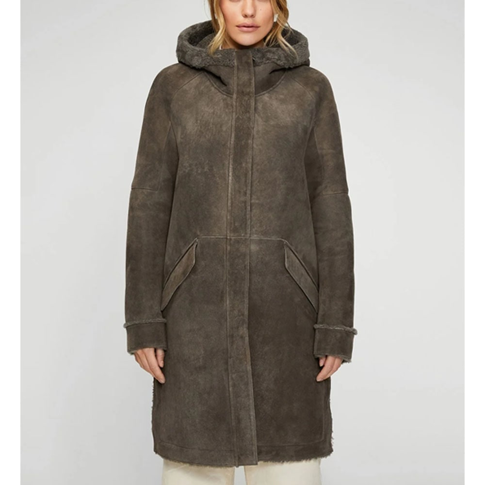 Adelyn Grey Stone Shearling Coat