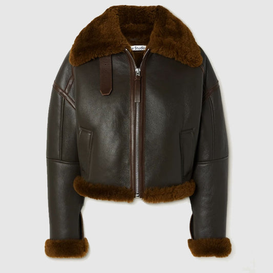 Acne Studios Shearling-trimmed textured-leather jacket