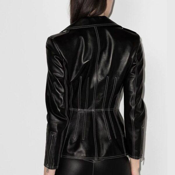 Alexander McQueen Contrast Stitching Lambskin Biker Fashion jacket