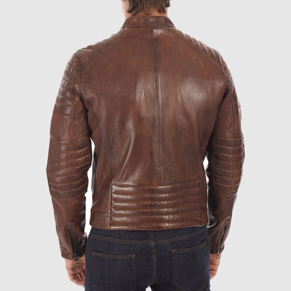 Brown Leather Biker Jacket 