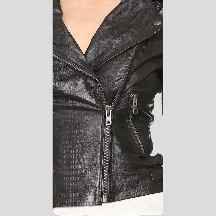 Buy Best Price Fashion Azaria Black Motorcycle Leather Jacket