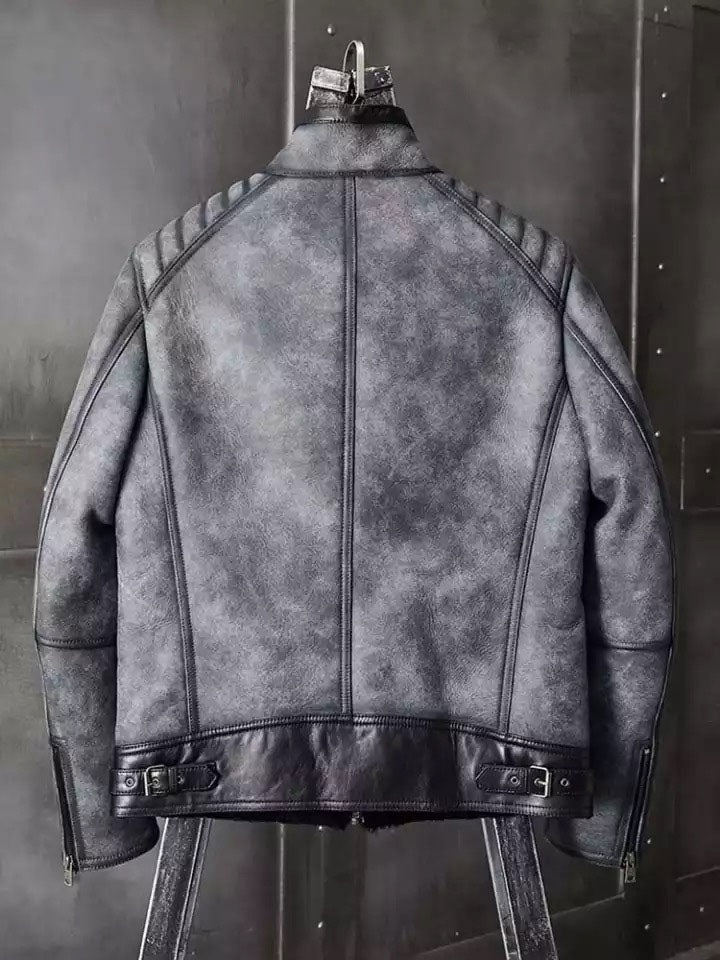 B3 Bomber Jacket Grey Shearling Coat