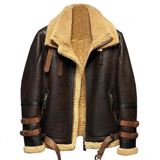 Buy Best Trendy Fashion  B3 Flight Sheepskin Aviator Fur Leather Jacket