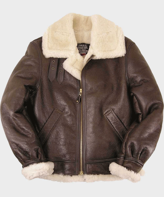 Mens Brown B3 Sheepskin Leather Jacket