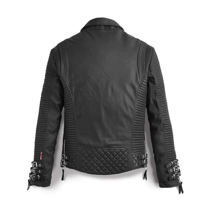 Purchase RidingJackets Black Motorcycle Jacket For Men - Biker Addition With Pattern