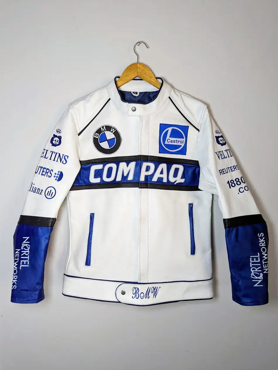 BMW COMPAQ Casual Streetwear Leather Biker Racing Jacket