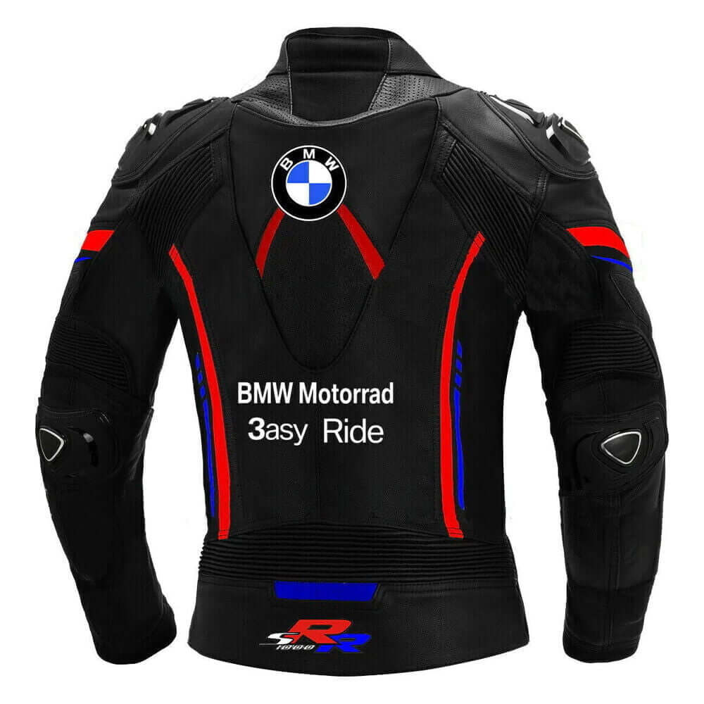 BMW Motorrad Black Motorcycle Racing Cowhide Leather Jacket