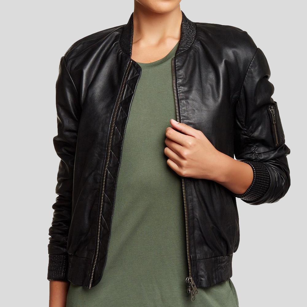Belle Black Bomber Jackets New Looking 2024 Hot Sale For Womens