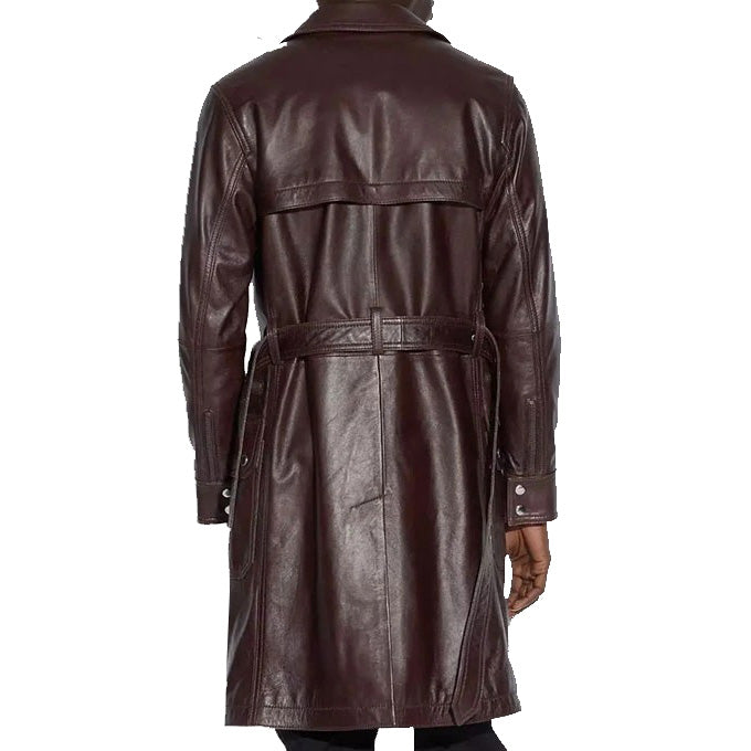 Belted Leather Trench Coat