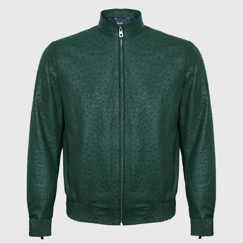 green ostrich leather jacket 