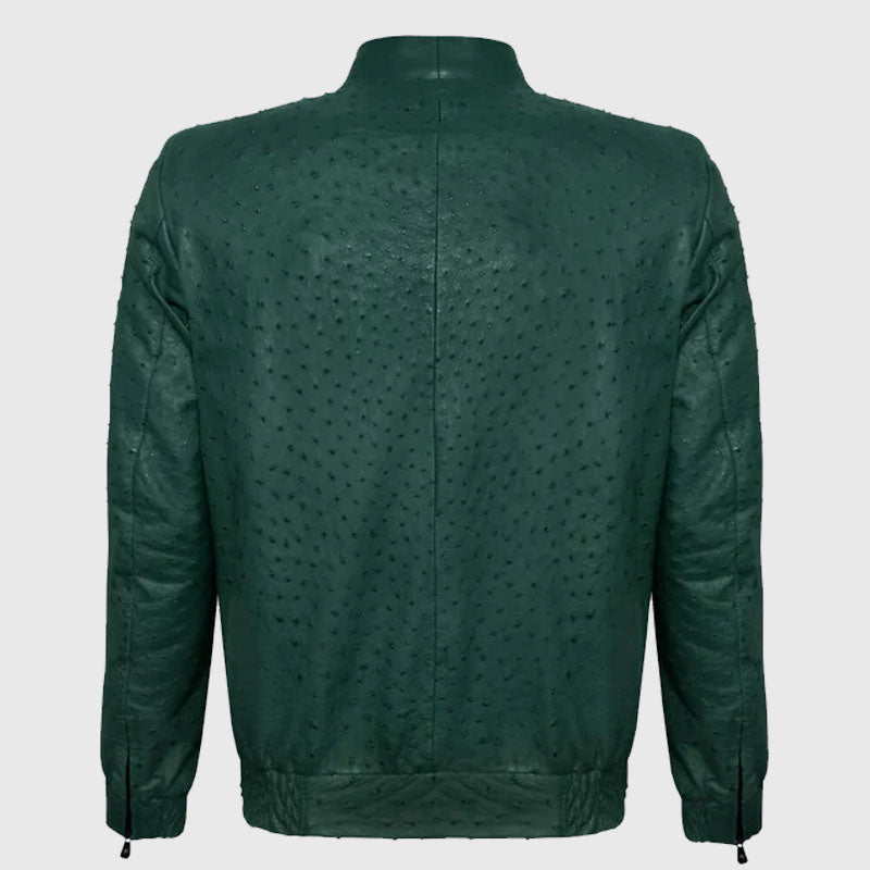 mens green ostrich leather jacket 