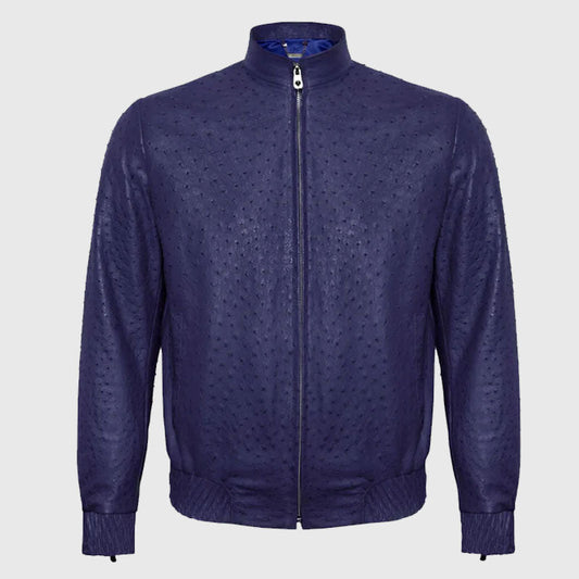 Best Fashion Genuine Premium Purple Ostrich Leather Zip Up Biker Jacket