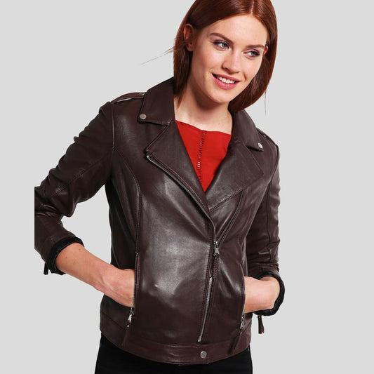 Best Top High Rated Sale Fashion Luna Brown Biker Leather Jacket