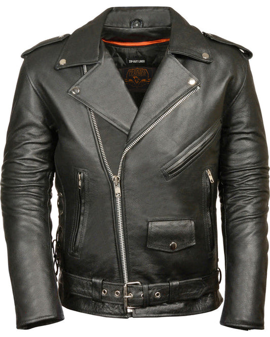 Purchase New Fashion Men's Classic Side Lace Police Style Motorcycle Jacket