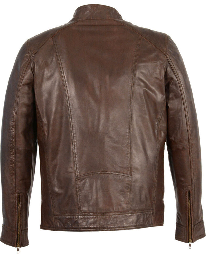 Buy Men's RidingJackets MotoFashion Sheepskin Moto Leather Jacket