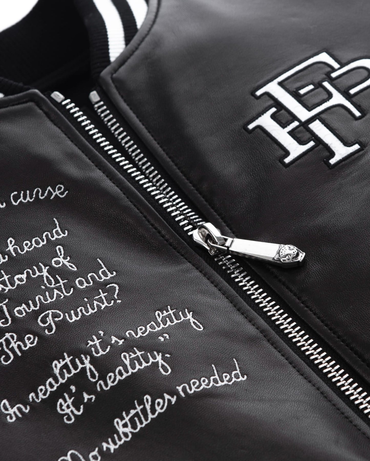 Black Patches Leather Varsity Letterman Bomber Jacket